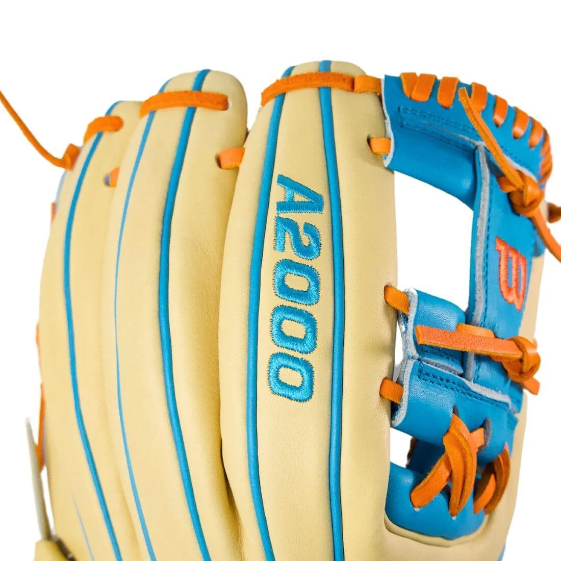 Wilson A2000 1786 "Flo Grown" 11.5" Infield Baseball Glove: Blonde/Orange/Blue - Image 7