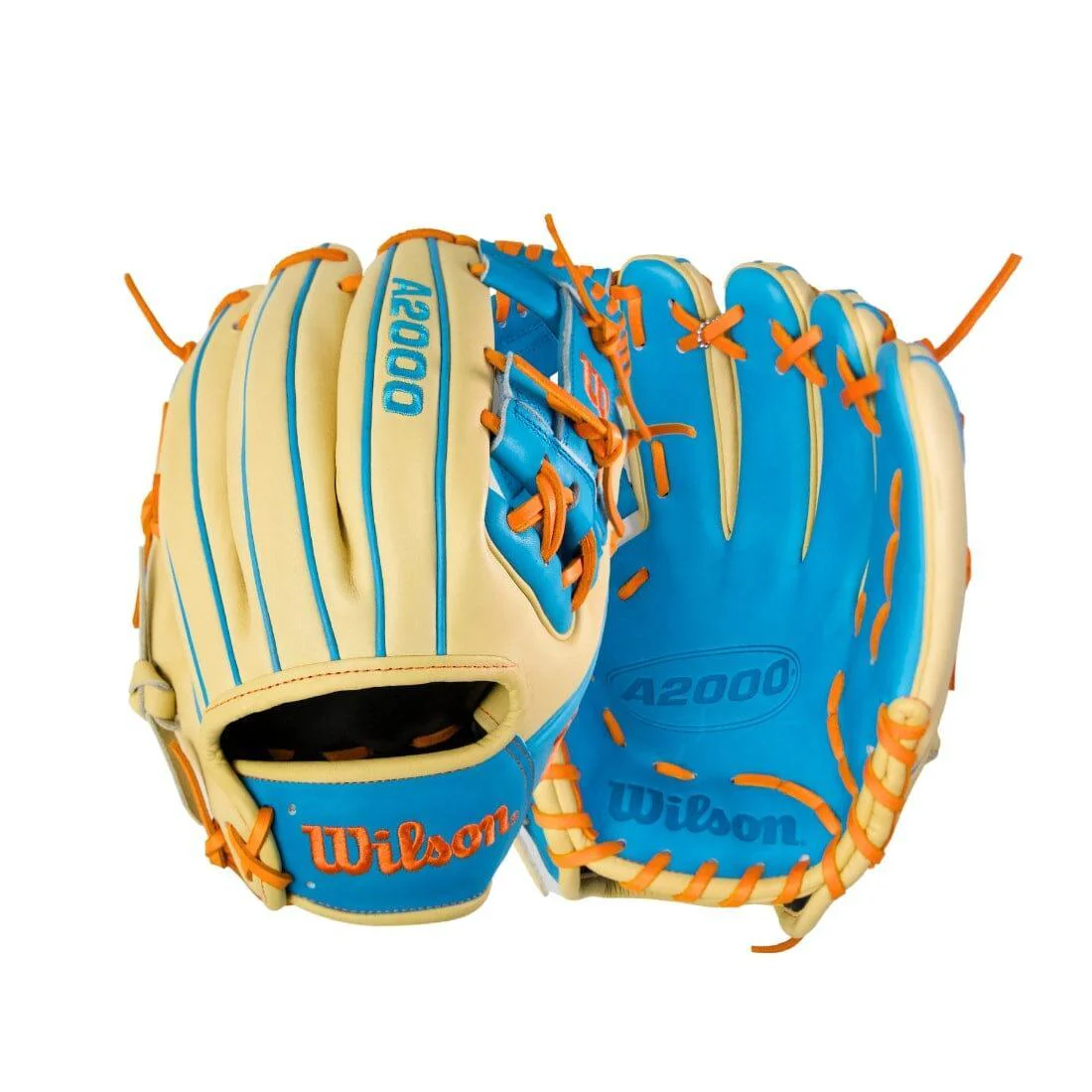 Wilson A2000 1786 "Flo Grown" 11.5" Infield Baseball Glove: Blonde/Orange/Blue - Image 8