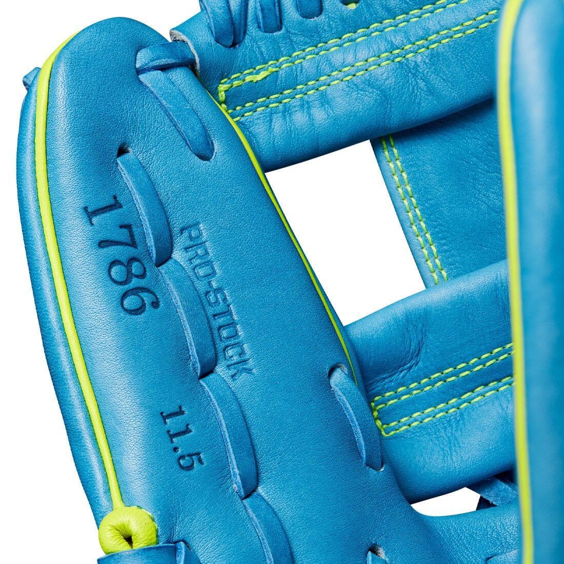 2024 Wilson A2000 1786 11.5" Infield Baseball Glove: Sky Blue & Optic Yellow - Image 12