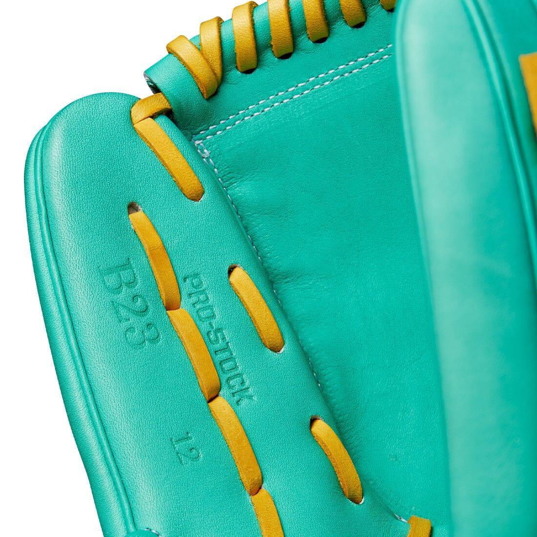 2024 Wilson A2000 B23 12" Pitcher's Baseball Glove: Seafoam & Yellow - Image 12