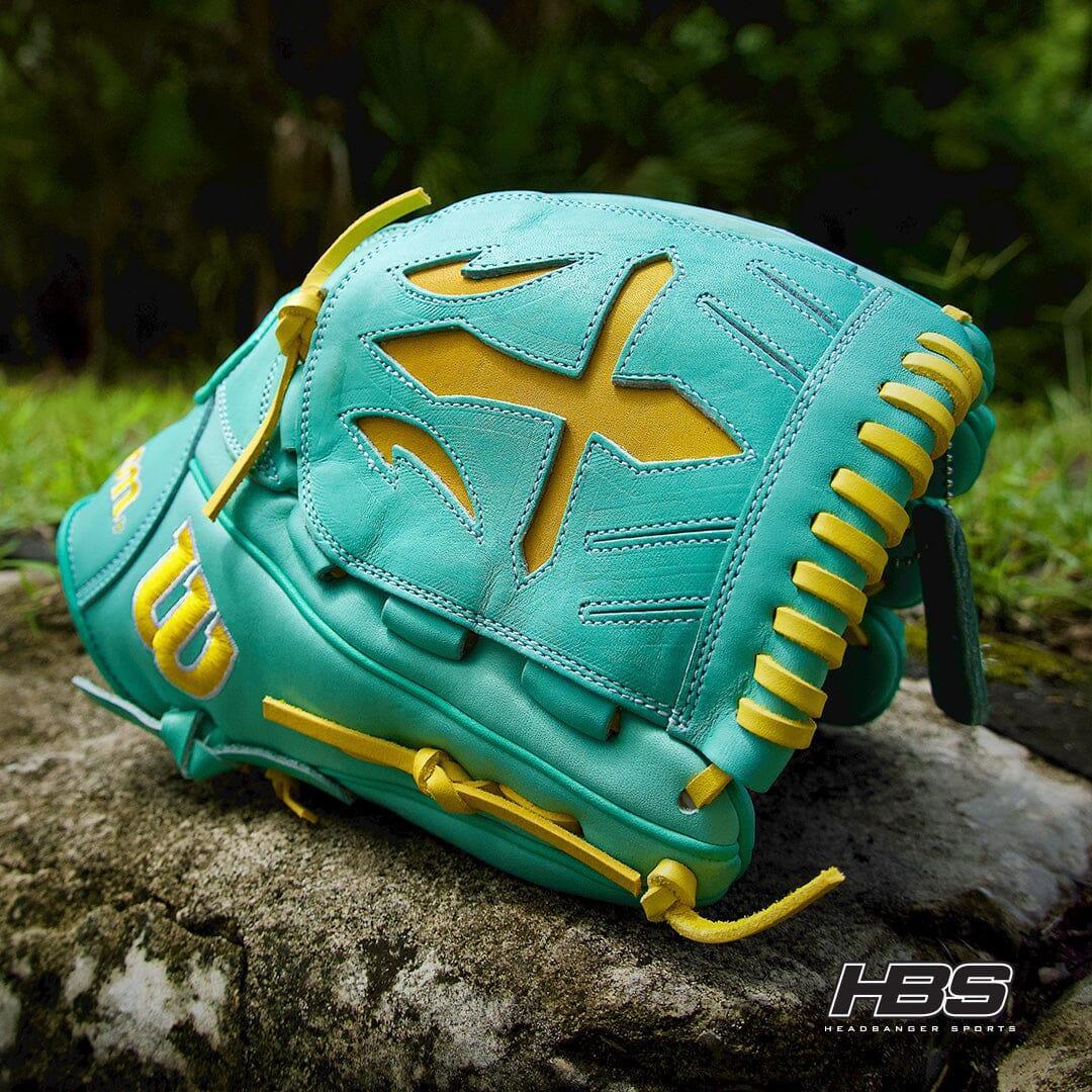 2024 Wilson A2000 B23 12" Pitcher's Baseball Glove: Seafoam & Yellow - Image 3