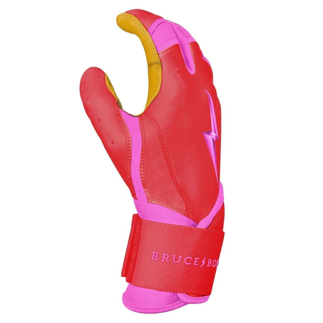Bruce Bolt PREMIUM PRO BADER Series Long Cuff Batting Gloves: Pink - Image 4