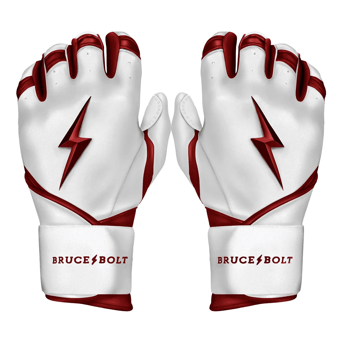 Bruce Bolt Premium Pro Chrome Series Long Cuff Batting Gloves: Maroon