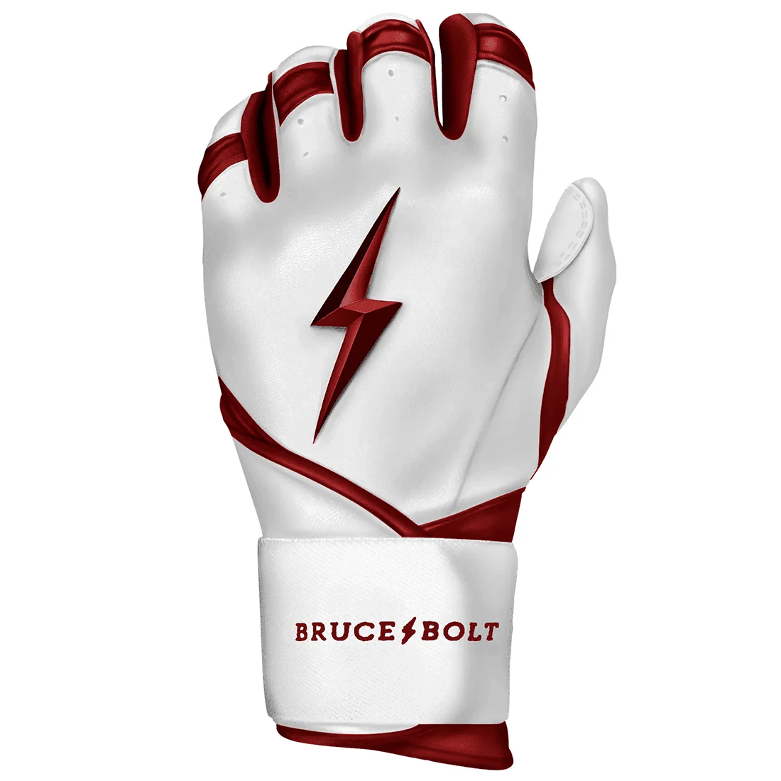 Bruce Bolt Premium Pro Chrome Series Long Cuff Batting Gloves: Maroon - Image 2