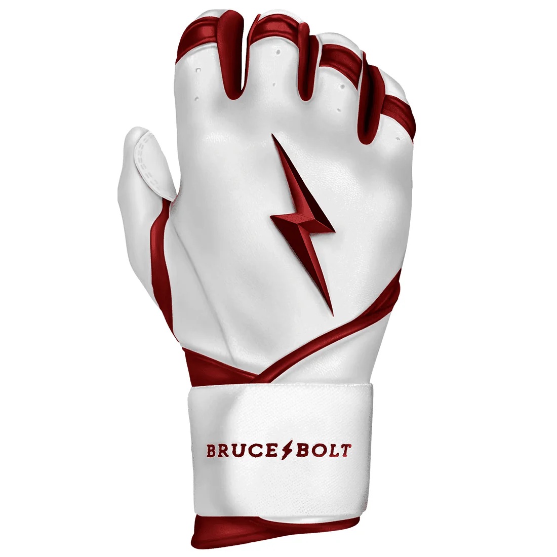 Bruce Bolt Premium Pro Chrome Series Long Cuff Batting Gloves: Maroon - Image 3