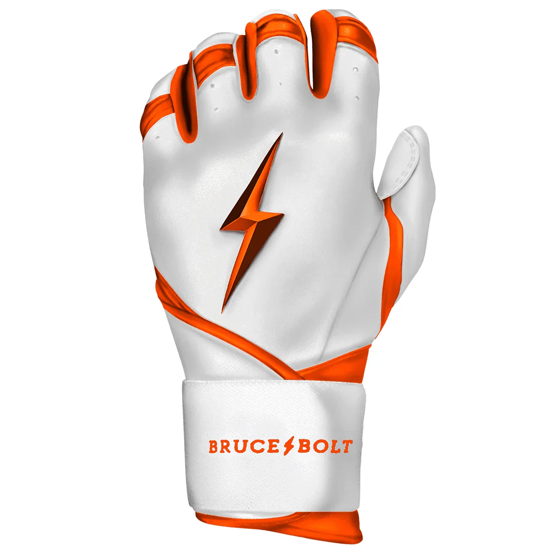 Bruce Bolt Premium Pro Chrome Series Long Cuff Batting Gloves: Orange - Image 2