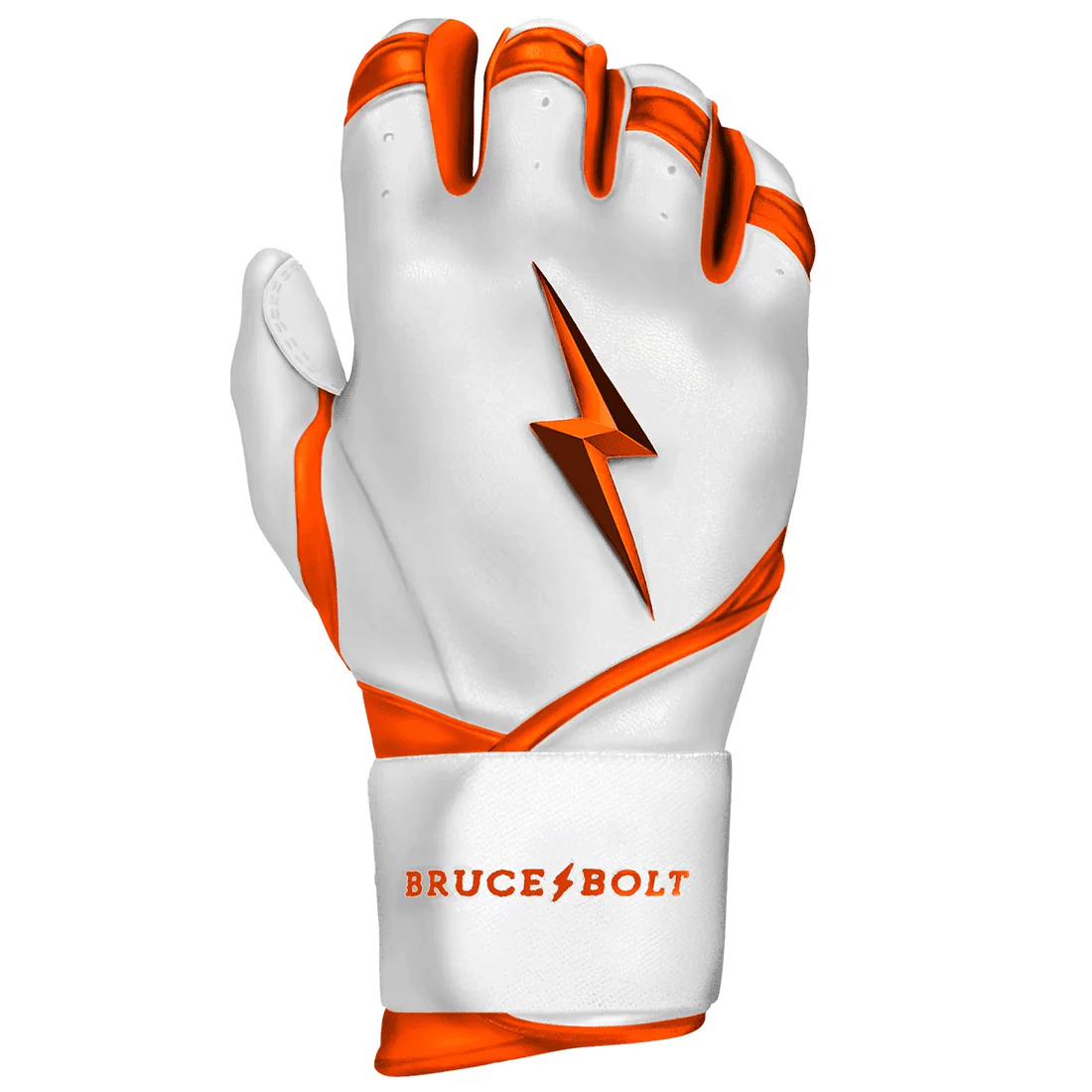 Bruce Bolt Premium Pro Chrome Series Long Cuff Batting Gloves: Orange - Image 3