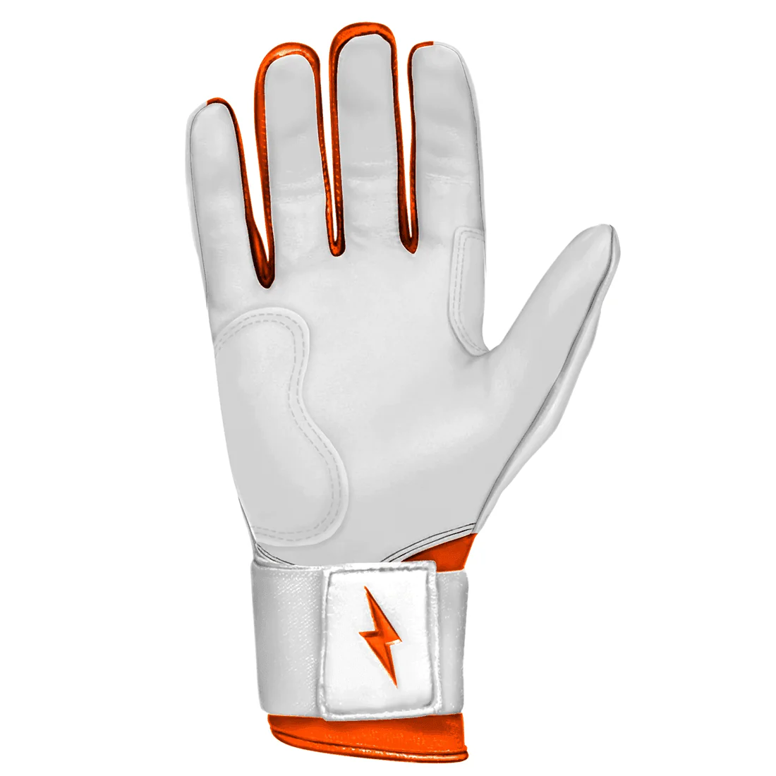 Bruce Bolt Premium Pro Chrome Series Long Cuff Batting Gloves: Orange - Image 4