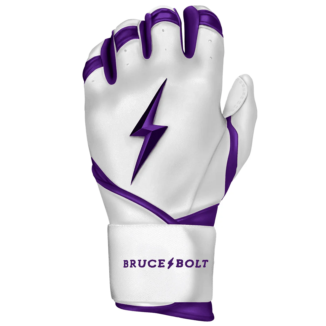Bruce Bolt Premium Pro Chrome Series Long Cuff Batting Gloves: Purple - Image 2