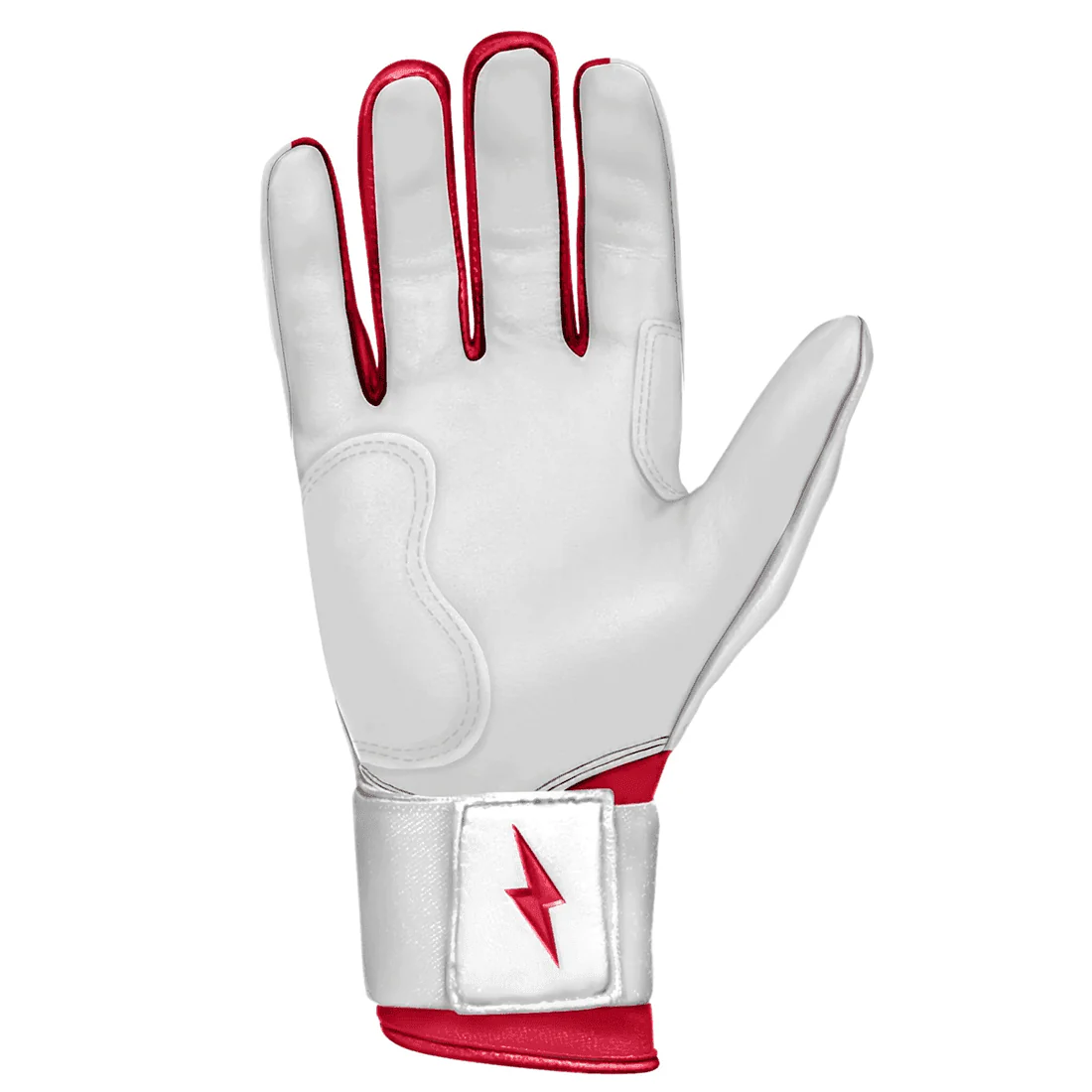 Bruce Bolt Premium Pro Chrome Series Long Cuff Batting Gloves: Red - Image 3