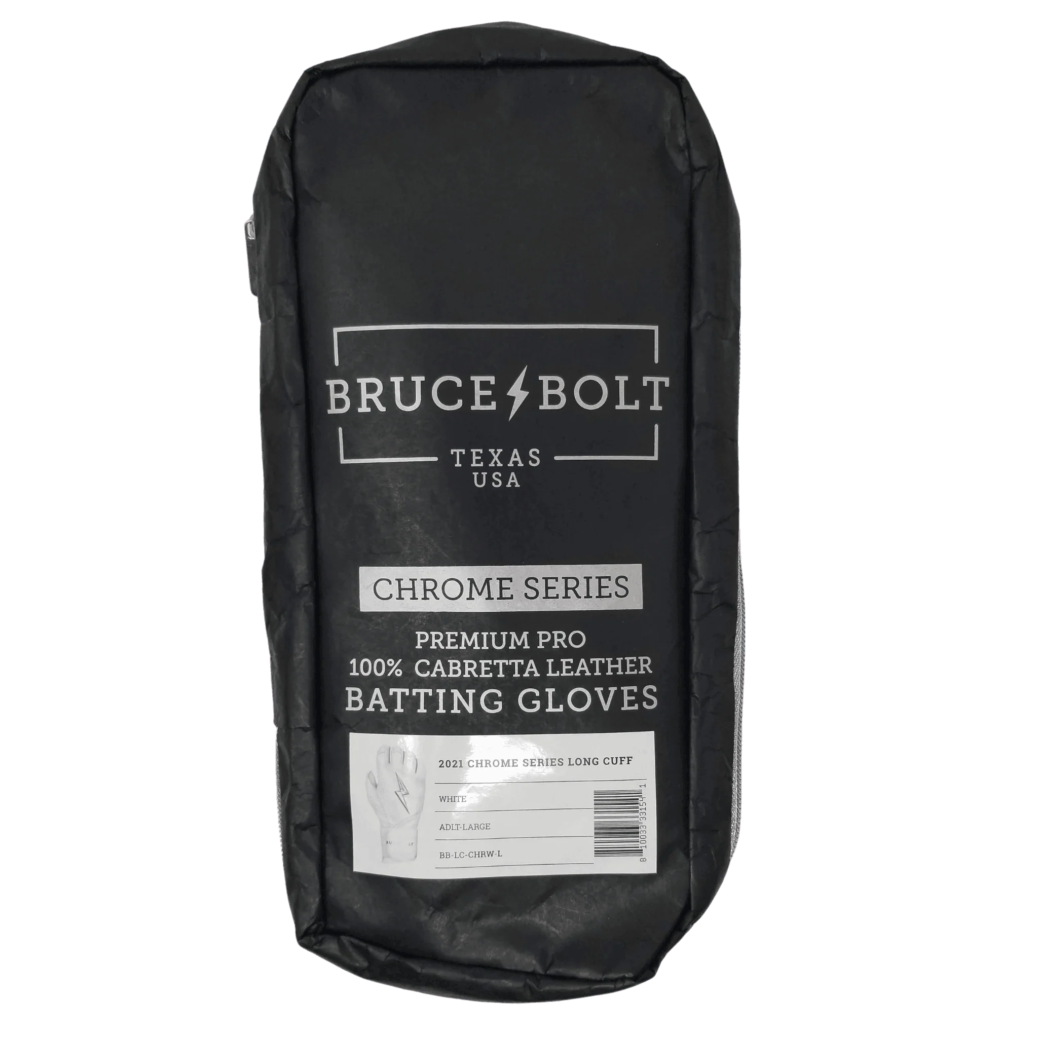 Bruce Bolt PREMIUM PRO Chrome Series Long Cuff Batting Gloves: White - Image 3