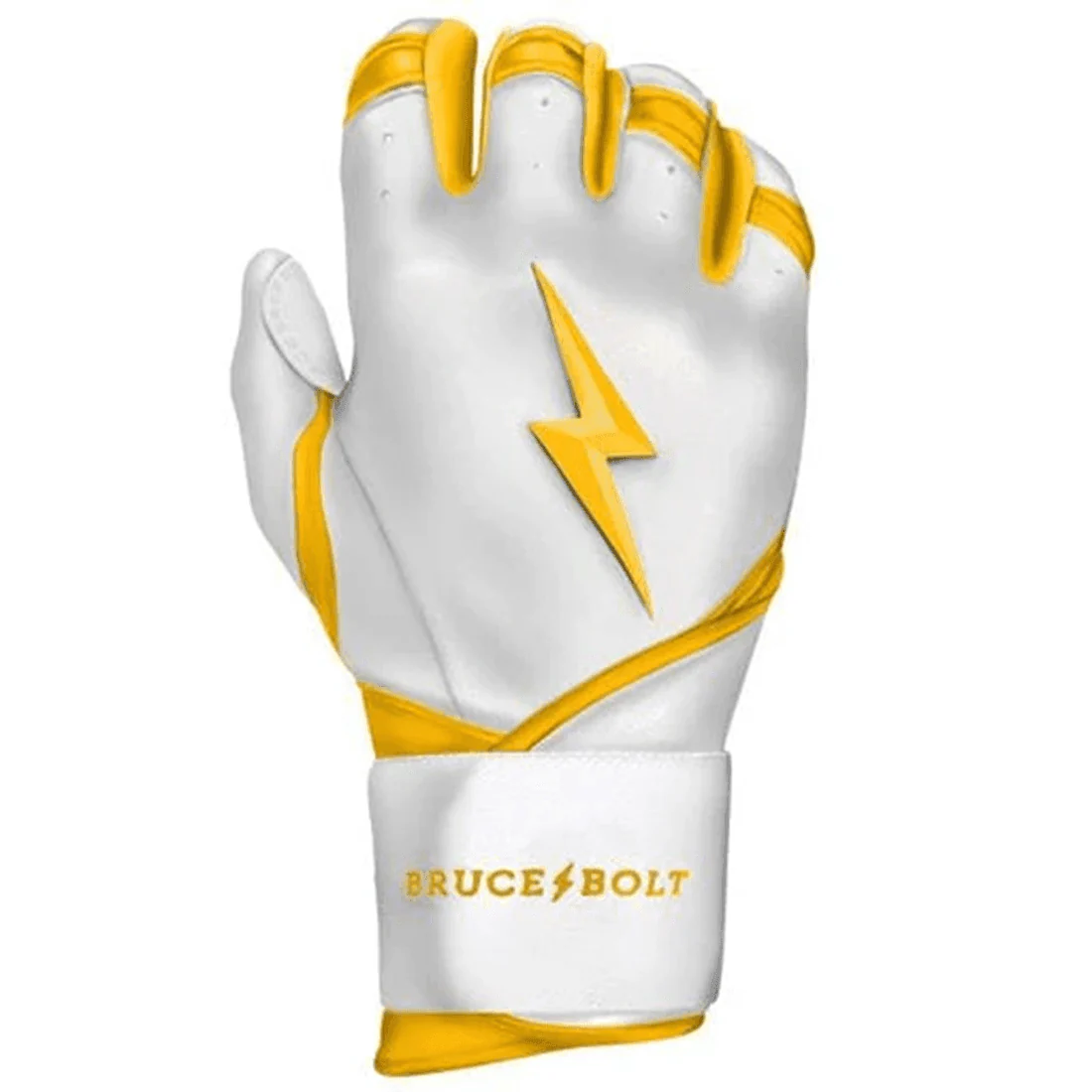 Bruce Bolt Premium Pro Chrome Series Long Cuff Batting Gloves: Yellow - Image 3