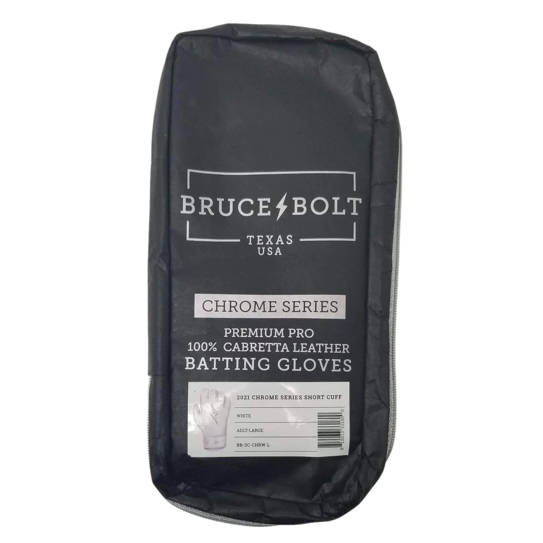 Bruce Bolt PREMIUM PRO Chrome Series Short Cuff Batting Gloves: Black - Image 3
