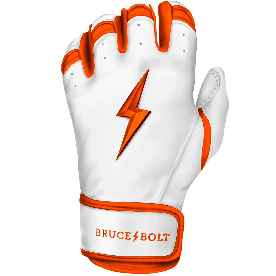 Bruce Bolt Premium Pro Chrome Series Short Cuff Batting Gloves: Orange - Image 2