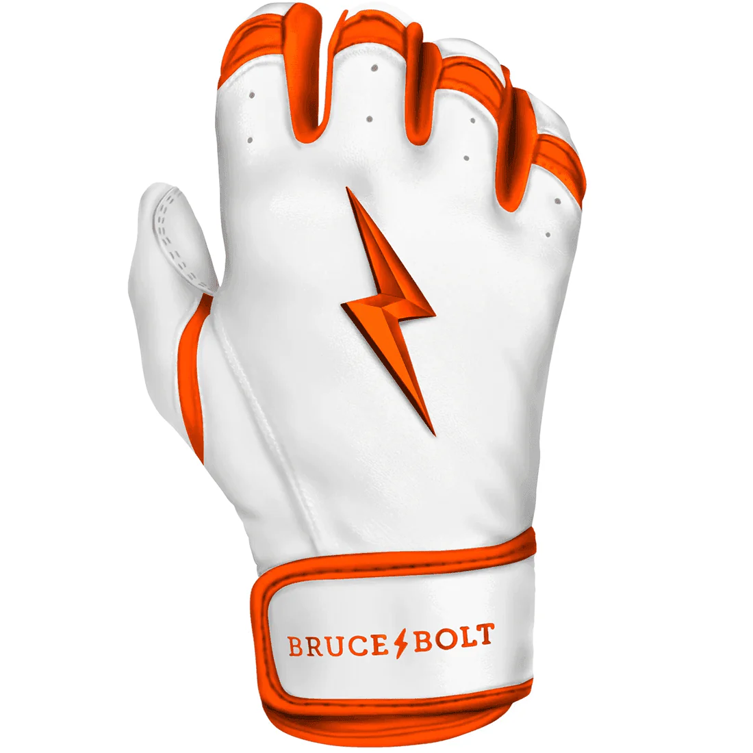 Bruce Bolt Premium Pro Chrome Series Short Cuff Batting Gloves: Orange - Image 3