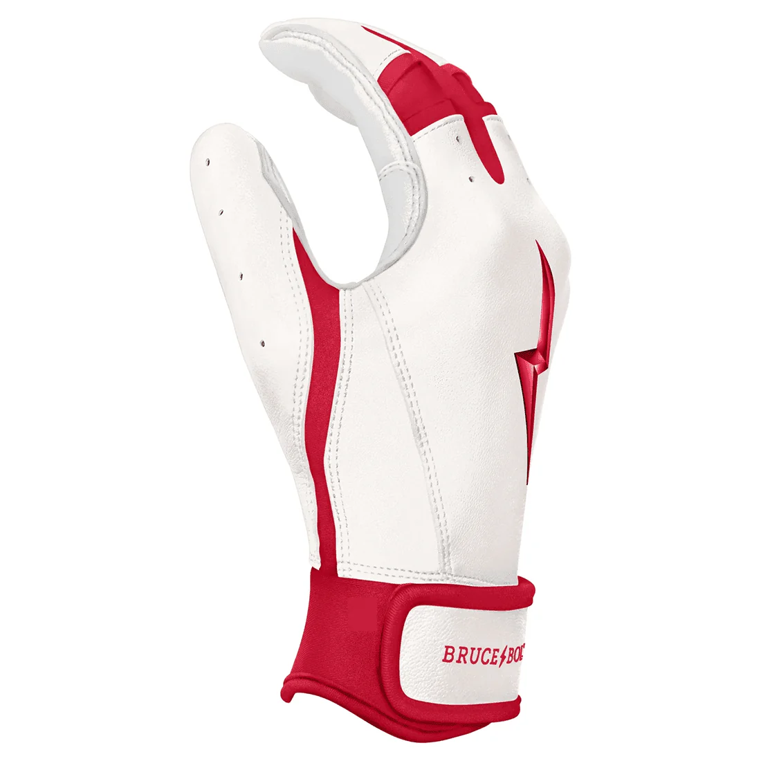 Bruce Bolt Premium Pro Chrome Series Short Cuff Batting Gloves: Red - Image 2