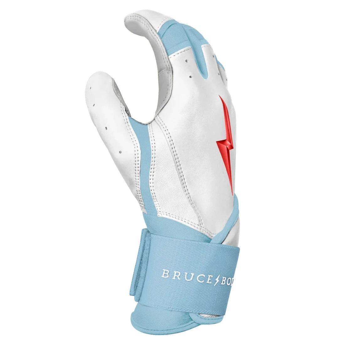 Bruce Bolt PREMIUM PRO Happ Long Cuff Batting Gloves: White - Image 2