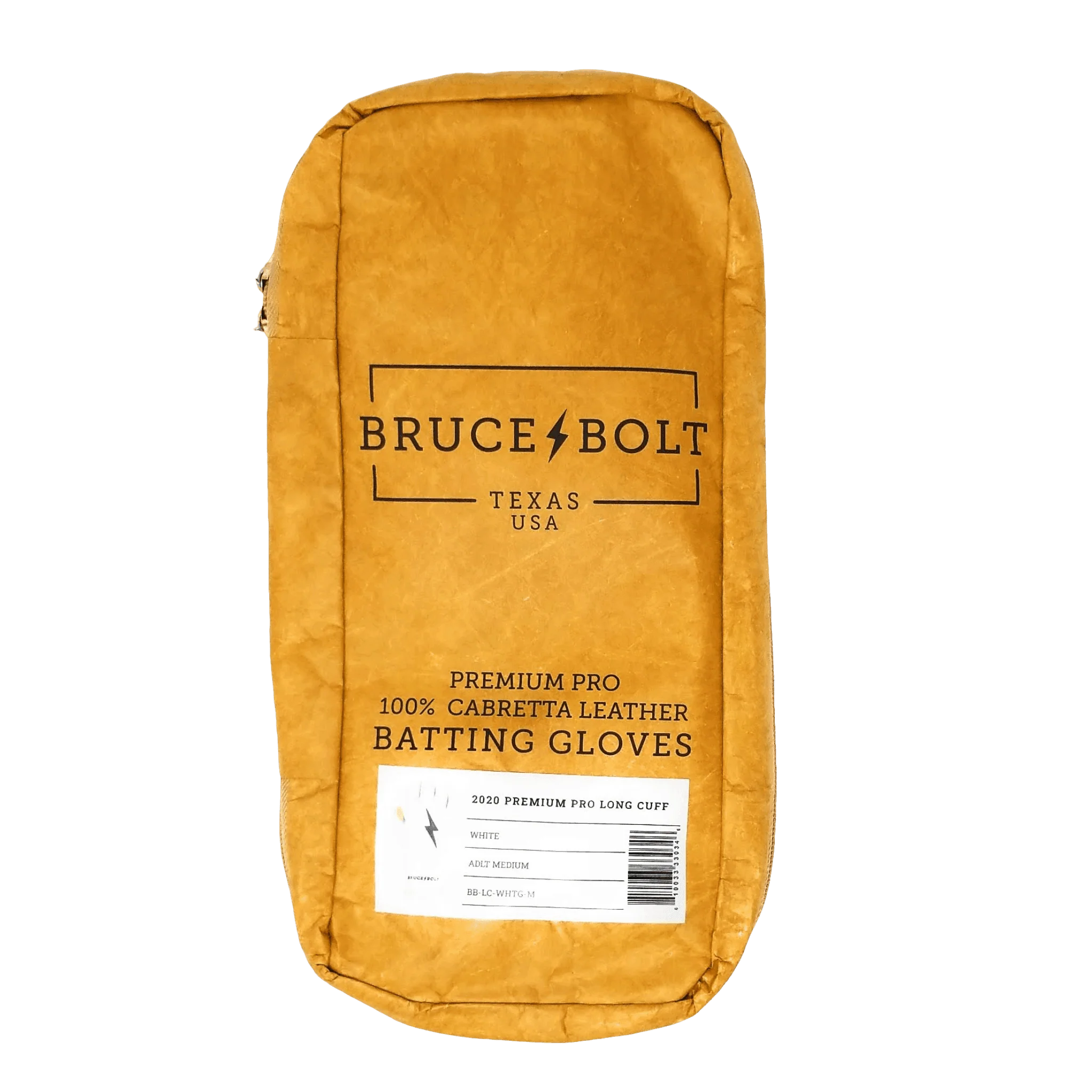 Bruce Bolt PREMIUM PRO Long Cuff Batting Gloves: White - Image 3