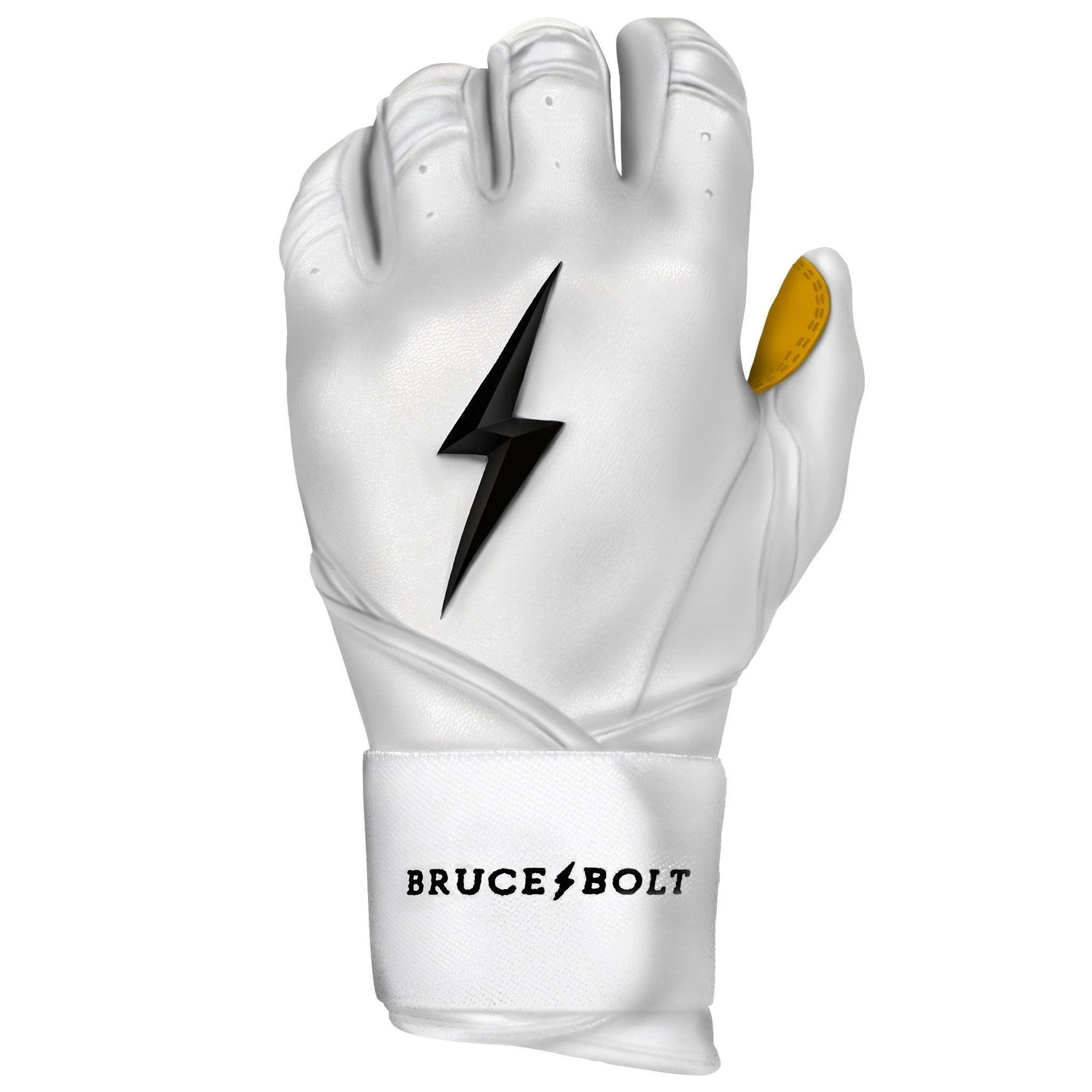 Bruce Bolt PREMIUM PRO Long Cuff Batting Gloves: White - Image 5
