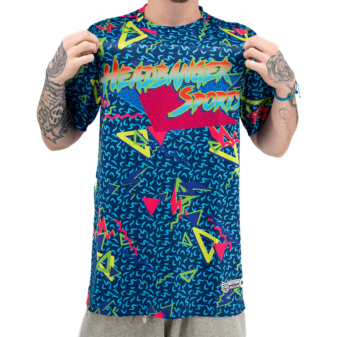Headbanger Sports "90's Retro" Short Sleeve Micro Mesh Jersey: Blue - Image 3