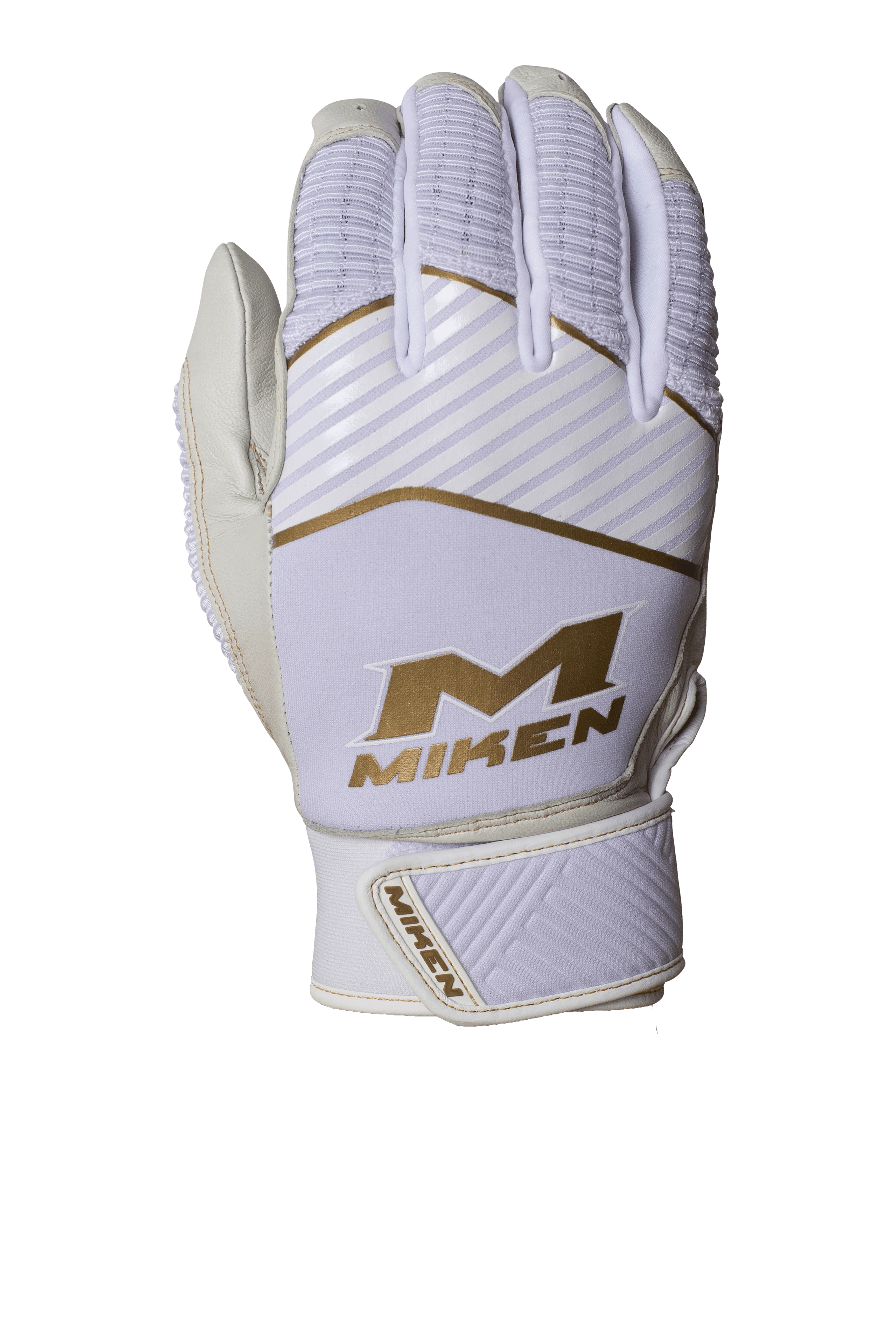 Miken Softball MK7X Adult White and Gold Batting Gloves: MBGGLD-WHT - Image 3