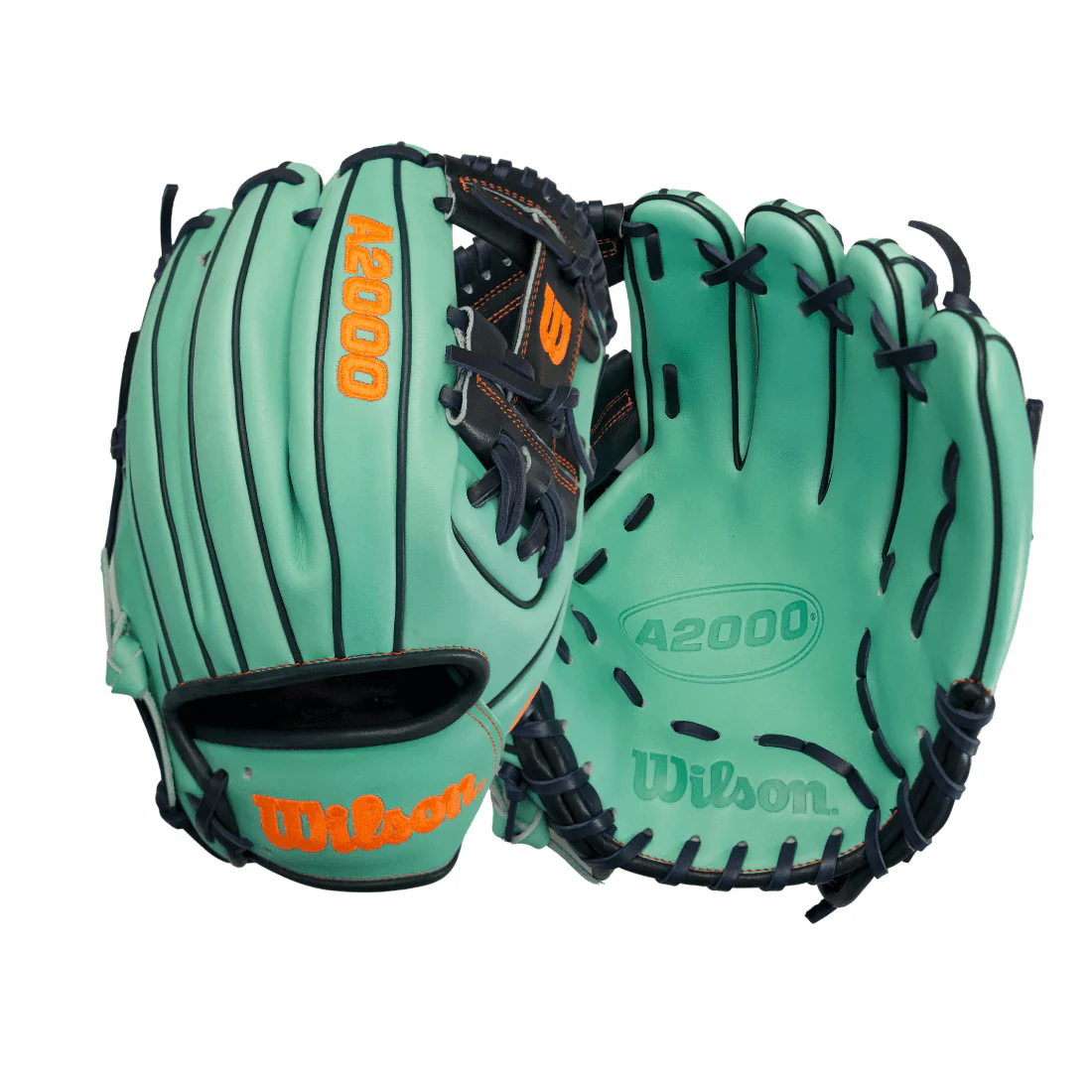 Wilson A2000 1786 "Mint Condition" 11.5" Infield Baseball Glove (Seafoam / Navy / Orange) - Image 2