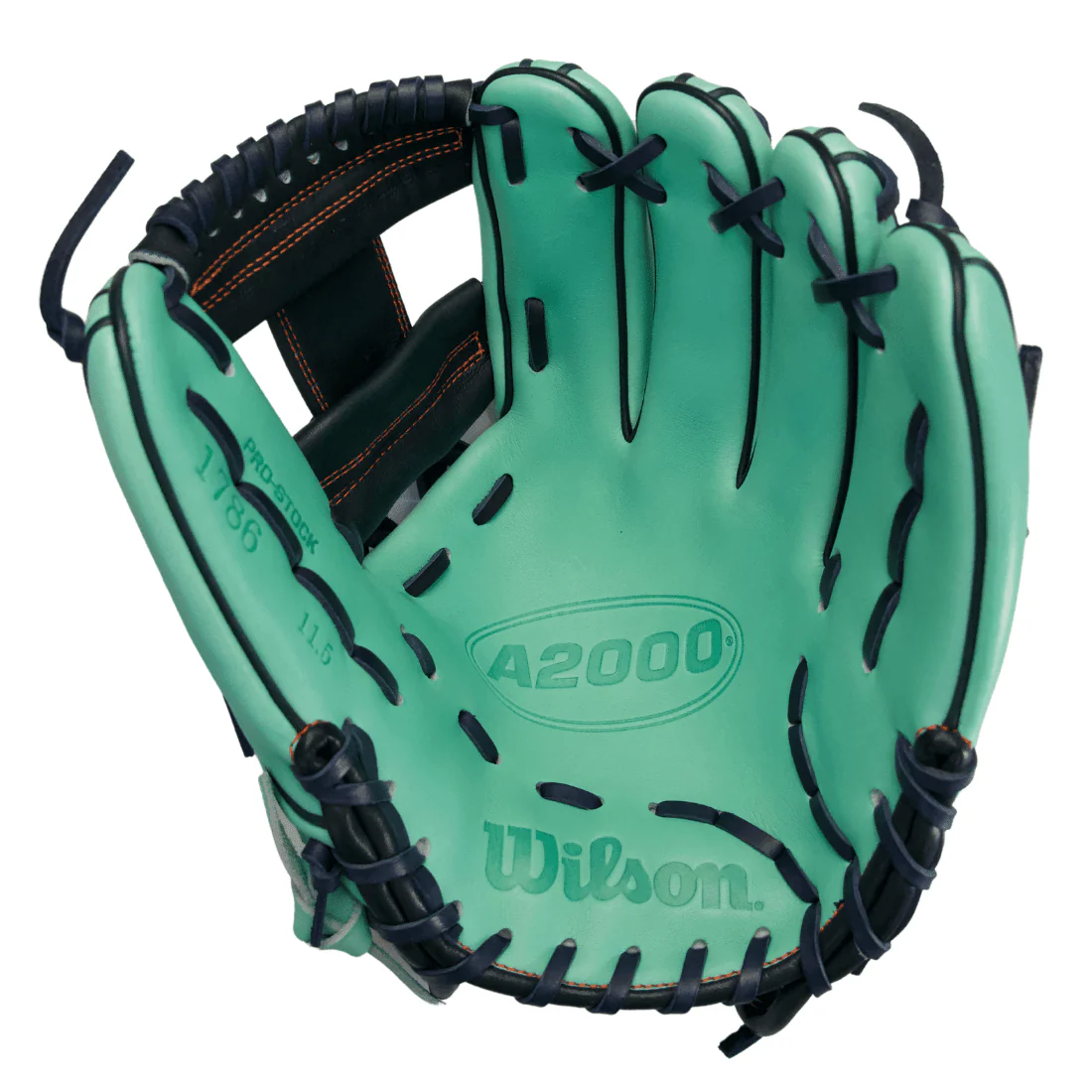 Wilson A2000 1786 "Mint Condition" 11.5" Infield Baseball Glove (Seafoam / Navy / Orange) - Image 3